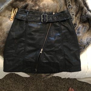 Free people black leather skirt